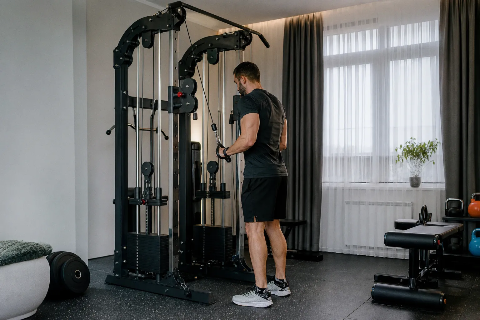 Новый кроссовер с тросовыми шкивами для домашних тренировок от Strongway